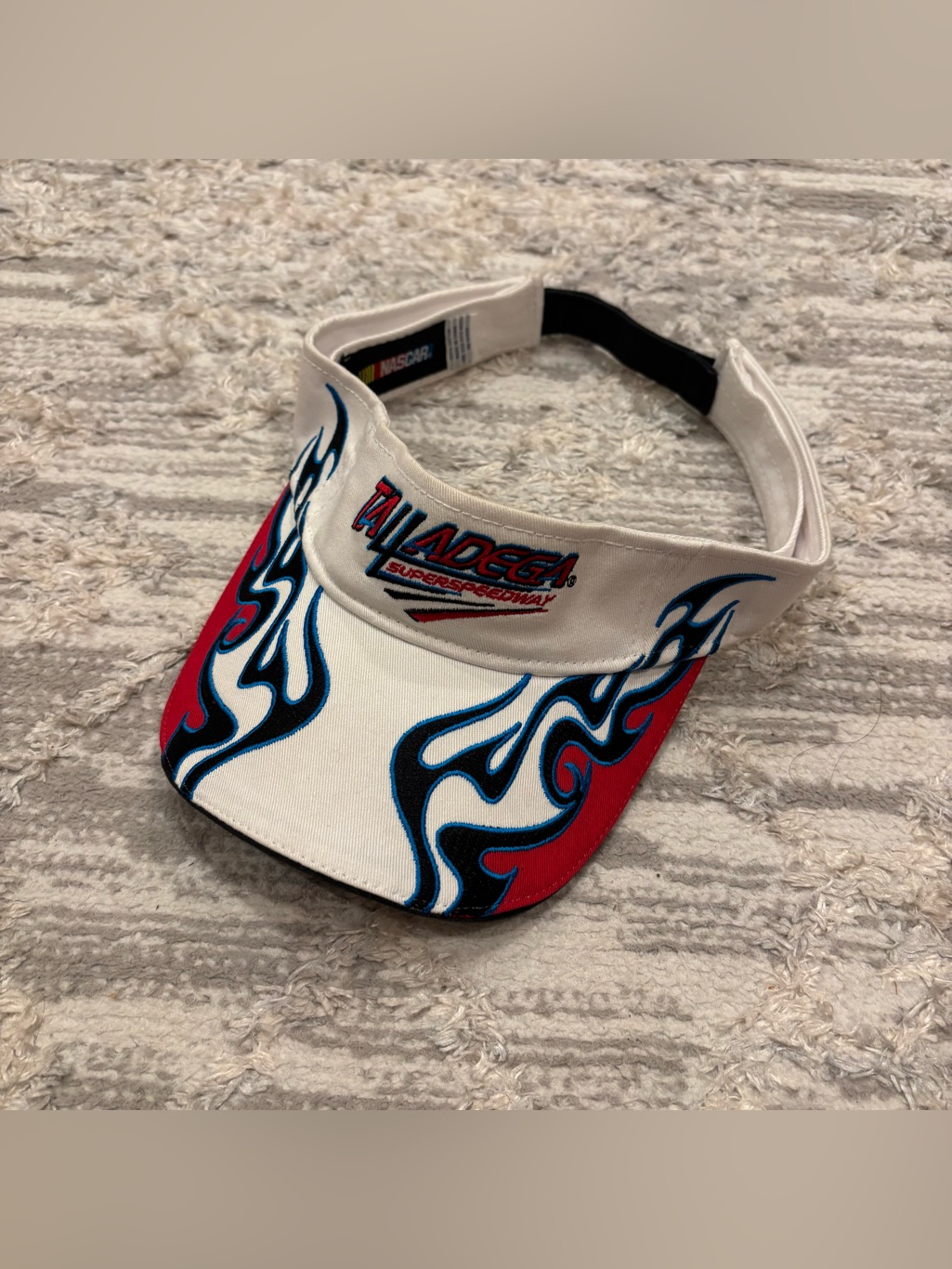Vintage Nascar Flames Talladega Super Speedway Embroidered Visor Hat Rare